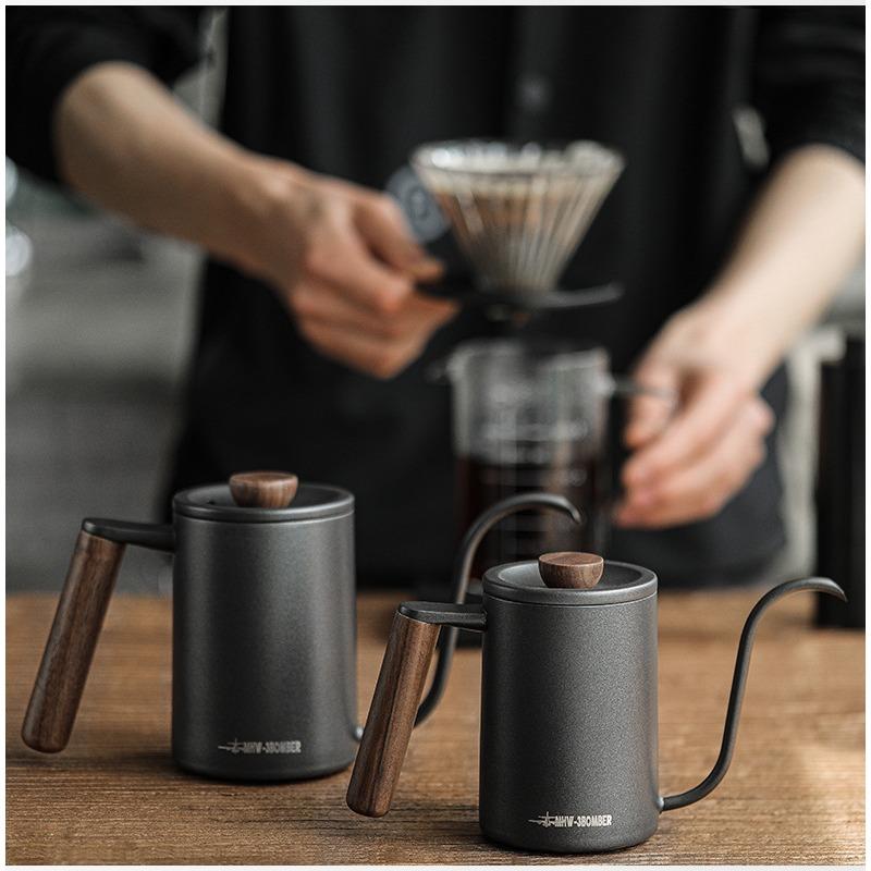 MHW-3BOMBER Hand Brewing Pot Planet Hand Brewing Coffee Pot Solid Wood Handle Stainless Steel Fine Mouth Pot