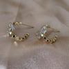 Luxurious High-End Heart-Shaped Zircon Cuff Earrings: Elegant and Trendy C-Shaped Design