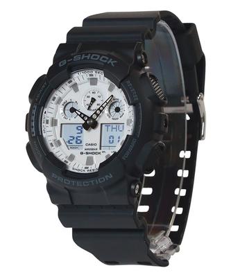 Чоловічий годинник G-Shock Аналоговий Цифровий Смоляний Ремінець Білий Циферблат Кварцовий GA-100WD-1A 200M