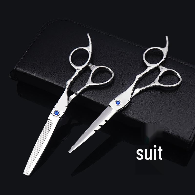 Professional 6" Hairdressing Scissors Set - Straight, Serrated, Thinning - Stainless Steel