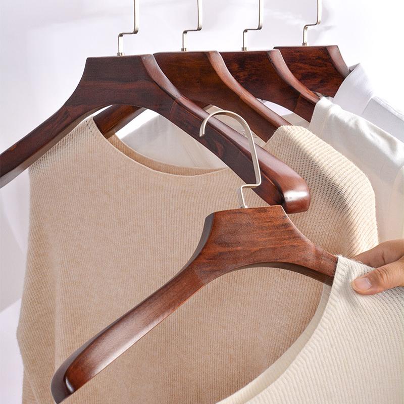 1/2 BUC Umerașe din Lemn Durabil de Înaltă Calitate, Umerașe Retro Îngroșate pentru Haine Cămăși Jachete, Organizatoare de Costume de Calitate cu Umeri Lărgiți
