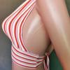 Women's Summer Striped Deep V Backless Strappy Top