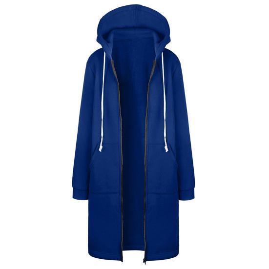 Chic Lady Solid Color Long Sleeve Casual Hooded Sweatshirt Coat Zipper Outwear