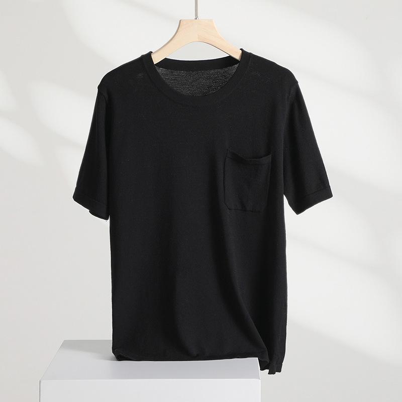 

Тонкий стиль, круглый вырез, короткие рукава для женщин, летний стиль, шелковистая, мягкая и свободная футболка, модная и универсальная XXL