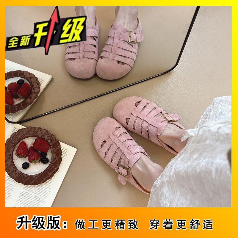 2025 Summer Fairy Style New Roman Style Female Drag Birken Bag Head Muller Shoes Soft Sole Wear Half Drag Sandals
