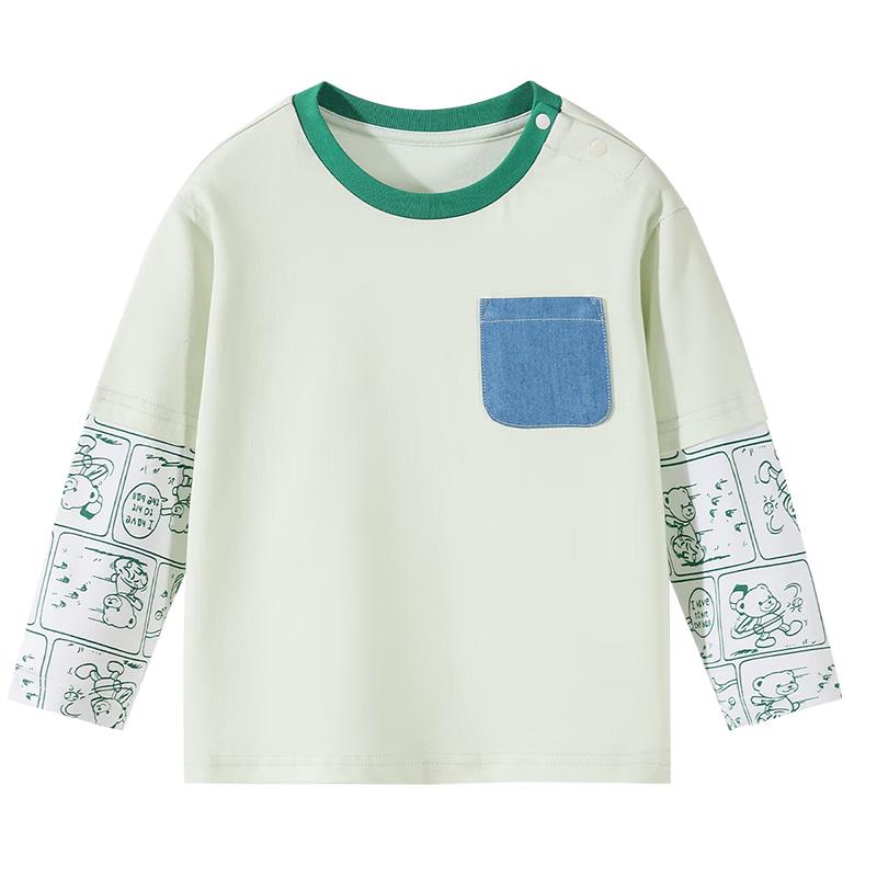 Classic Teddy Boy s Pure Cotton Faux Two-Piece Long Sleeve T-Shirt 110