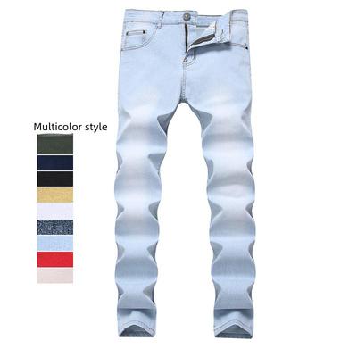 Jeansi Casual Slim pentru Bărbați, Stil Coreean, Drepți, Elastici - Multicolor