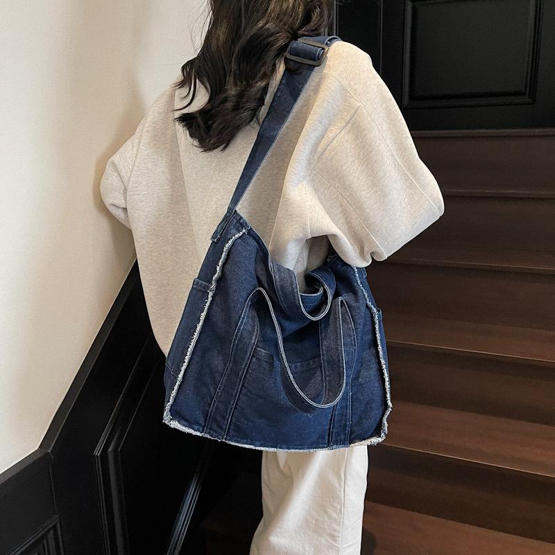 Fashiable Denim Bag Retro Simple Handbag Korean Niche Design Shoulder Bags New Large Capacity Tote Bag Versatile Commuter Bags