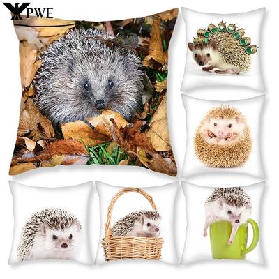 Small Animal Photo Pillow Cover Cute Hedgehog Cushion Cover Printed Throw Pillowcase for Home Sofa Decorative Pillows