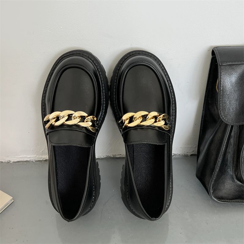 Boty Mary Jane Pro ženu Lodičky Lolita Platforma Dámské Mokasíny Vintage Pevná kůže Slip On Kovová přezka Boty Oxford