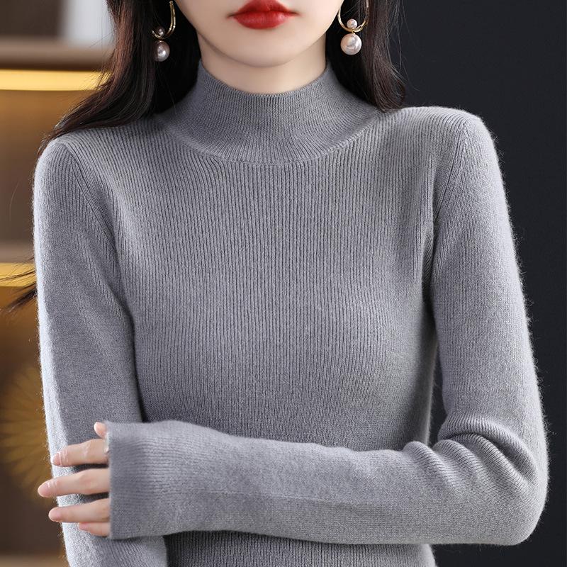 Siping Stitch Women's Half-High Collar Sweater: Autumn/Winter Slimming Knitwear