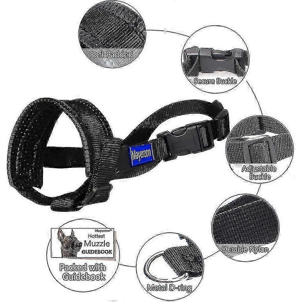 Verstellbare Nylon-Hundemaske mit Anti-Biss-, Anti-Bell- und Anti-Knabber-Funktionen in XL Schwarz 2025