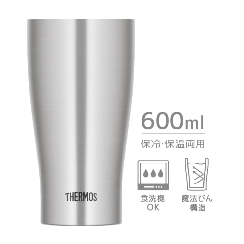 Thermos Vacuum Insulated Tumbler 600ml Stainless Steel Dishwasher Safe Thermos Structure Heat/Cold JDY-600 S