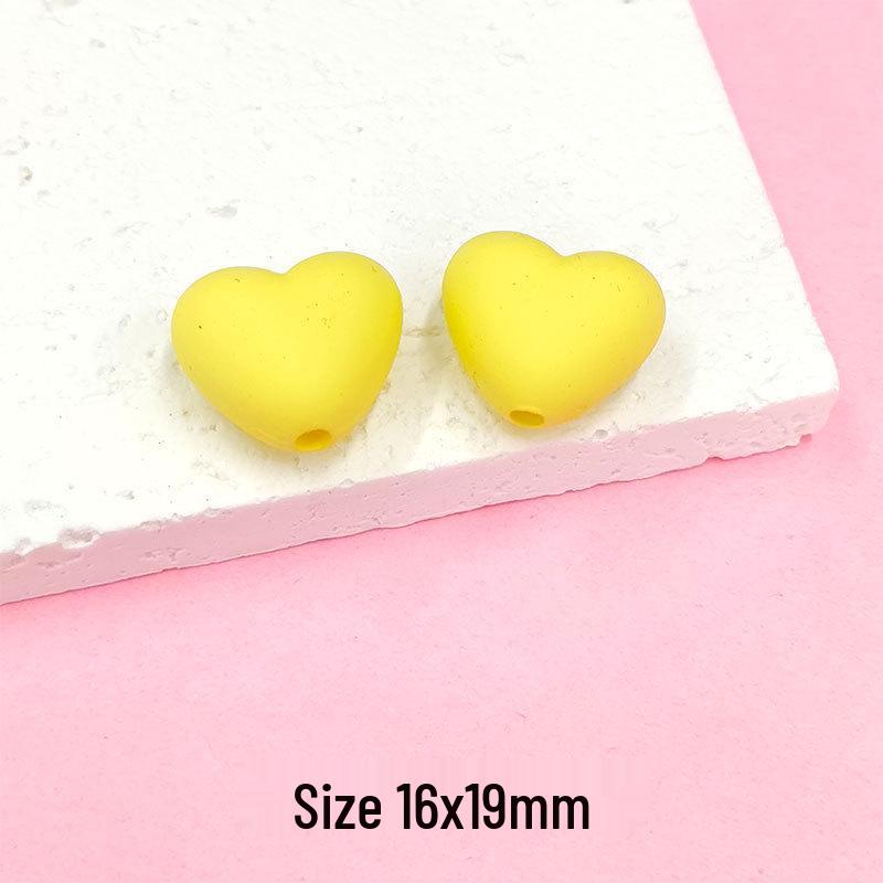 Perles Macaron Cœur - Cœur Pêche en Caoutchouc Tactile pour Collier, Bracelet et Accessoires de Cheveux DIY (E18)