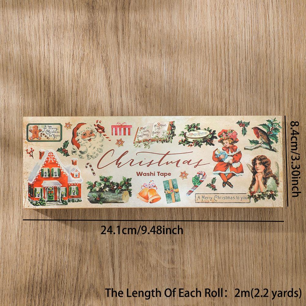 20 rolls Christmas Washi Tape Set Santa Clause Dcorative Tape (3 rolls Bronzing Tape) Scrapbooking Journaling Supplies
