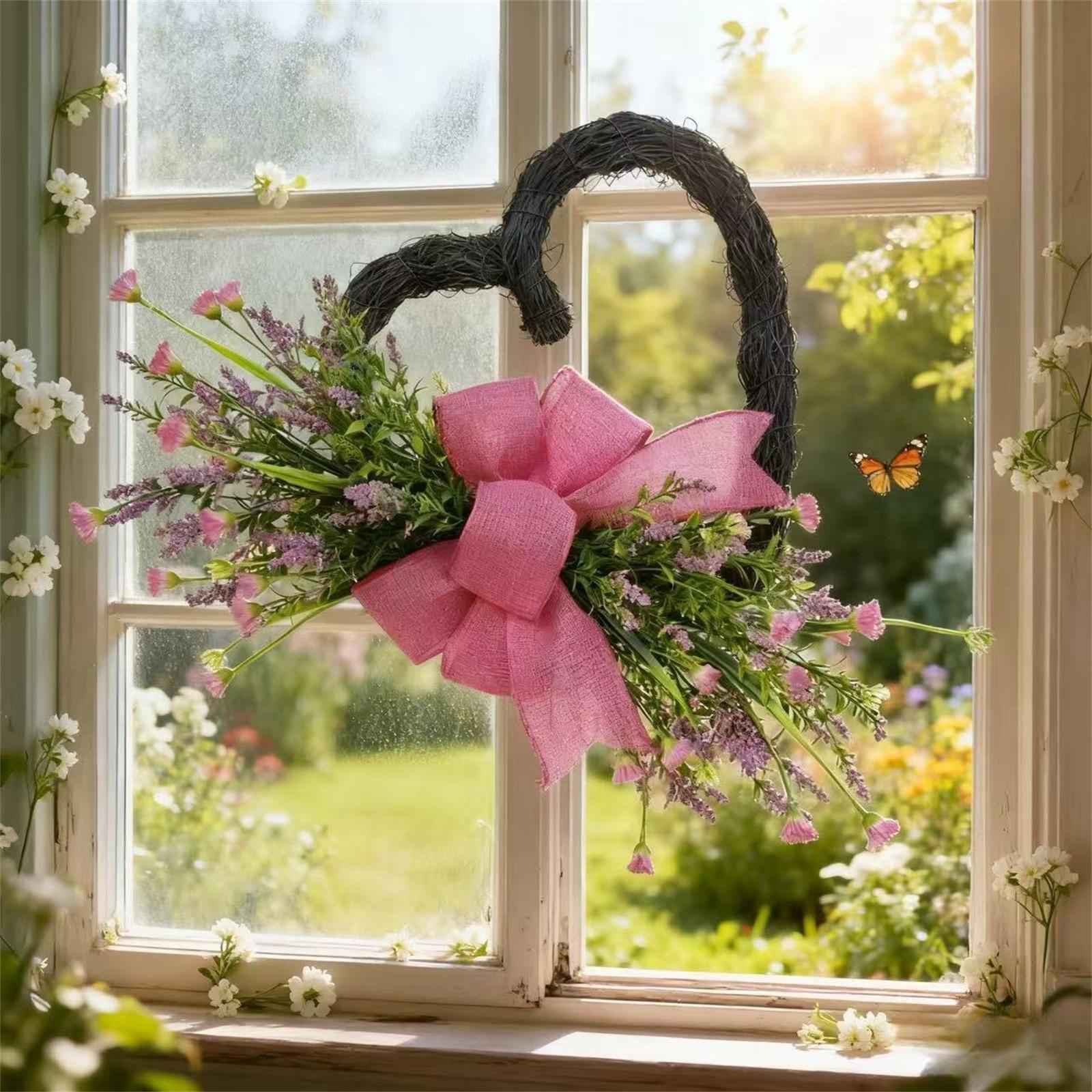 

Valentine s Day Flower Ring Door Hanging Love Flower Wreath Pendant Home Front Door Decoration one size