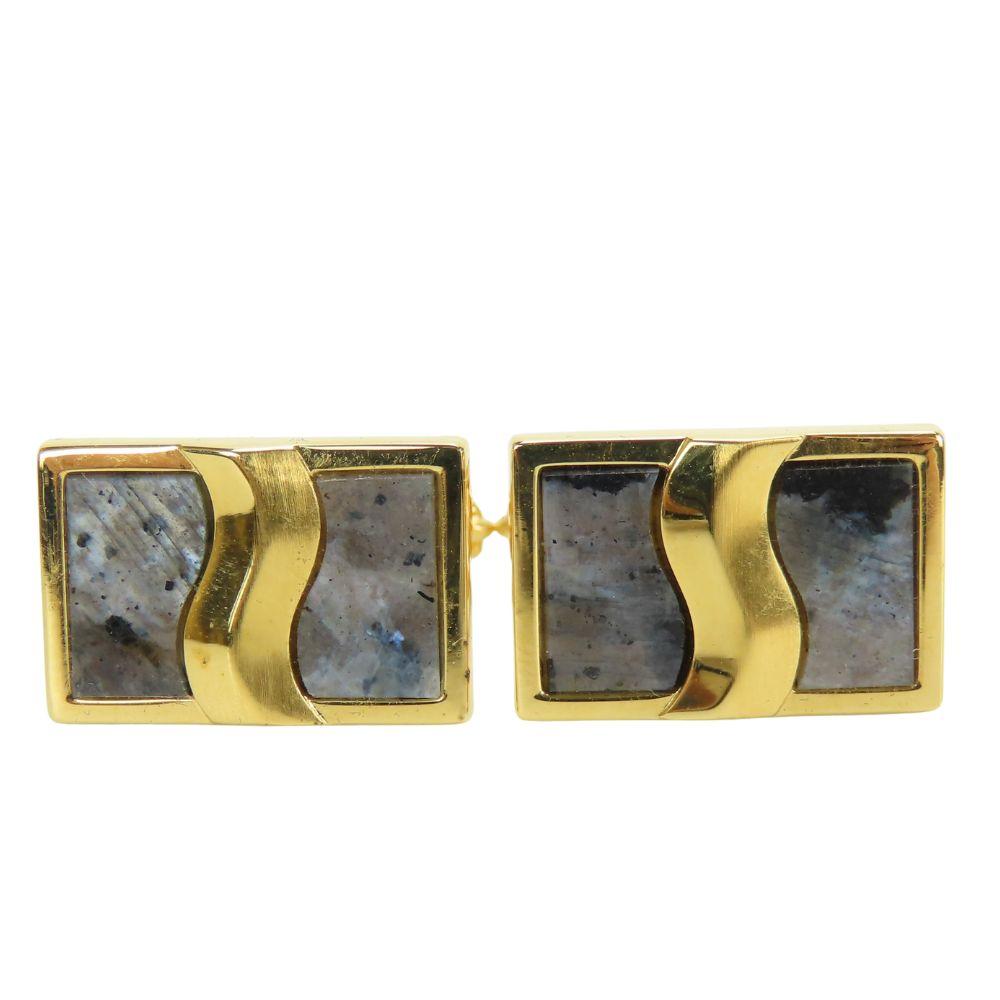 Used LANVIN Cuffs Metal Gold Gray Plating
