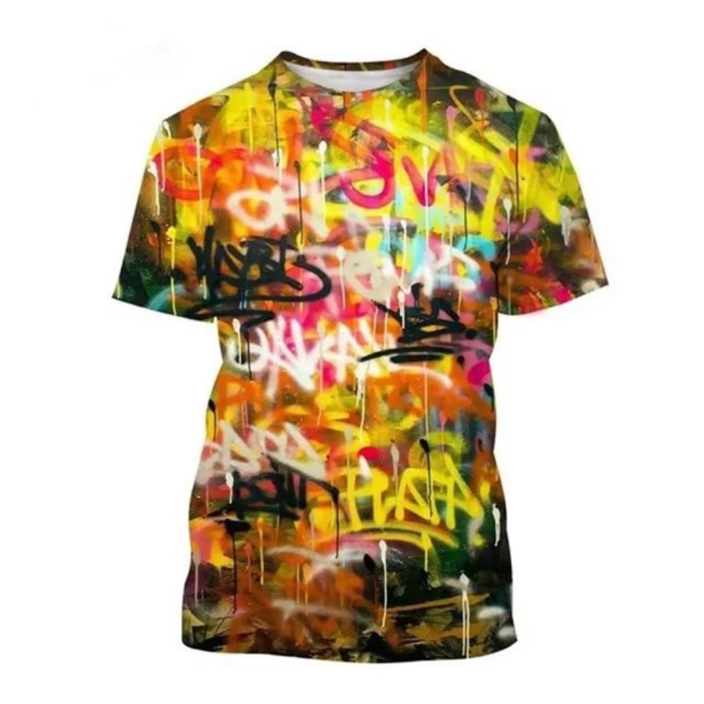 New Graffiti 3D Print T-Shirts Men's Crew Neck Short Sleeve T Shirt Oversized Hip Hop Streetwear Tees Harajuku Tops Man Clothing