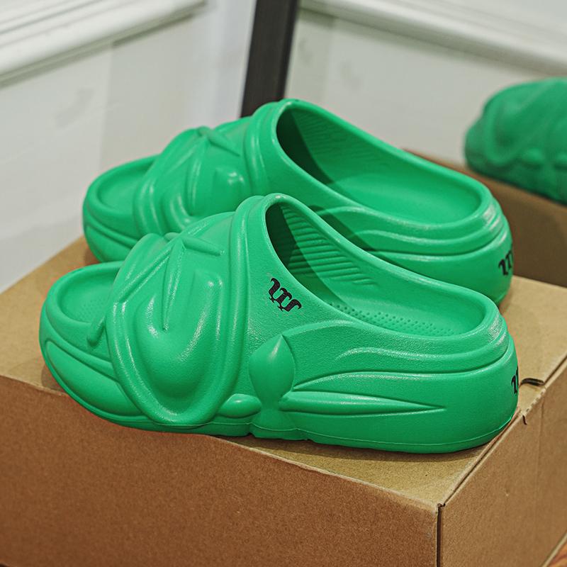 

Fashion Thick Heeled 7cm Slippers Small Fragrant Style Lightweight Women s Slippers Korean Style Trendy Thick Soles Leisure Sandals EVA 35 зелёный