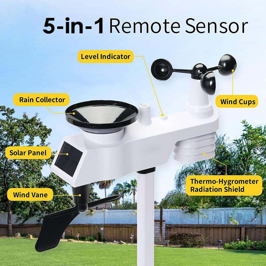 WiFi Weather Station: Wireless Home Temperature, Humidity, Wind Speed, Rainfall Monitor & Forecasting Device.