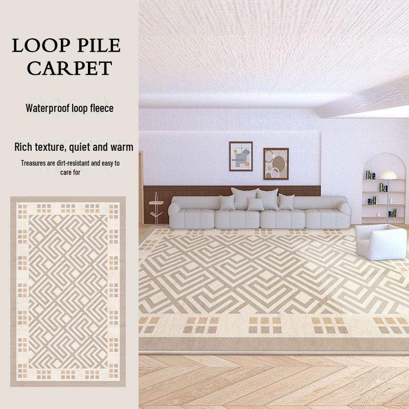 High-Grade Cream Loop Velvet Carpet: Non-Slip Living Room, Bedroom, Sofa, Coffee Table Mat