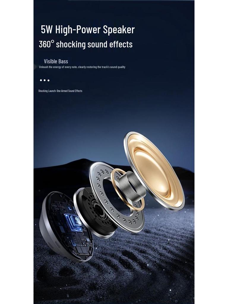 Mini Bluetooth Speaker S100: Transparent Design with Ambient Lights & High-Quality Sound Subwoofer