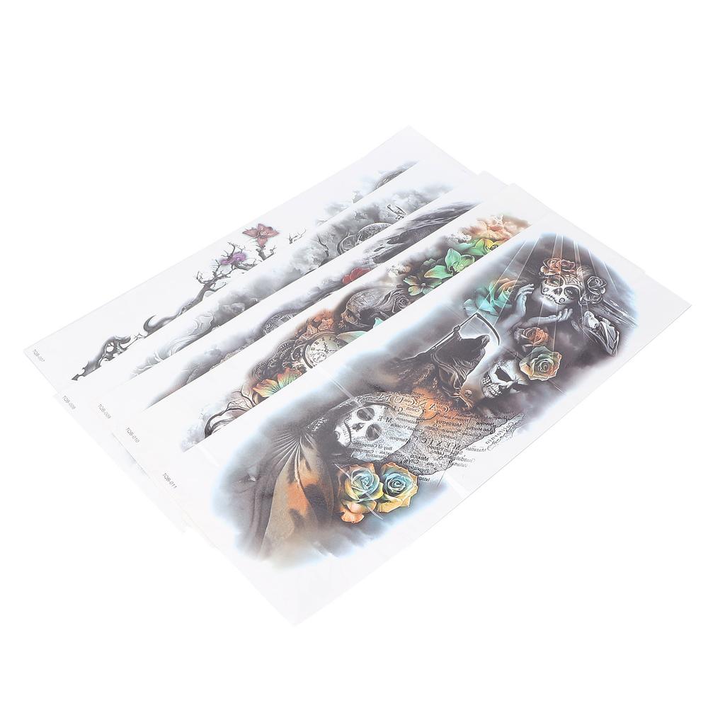 Waterproof Temporary Tattoos Full Arm Tattoo Stickers Long Lasting Fake Tattoos 5PcsSet