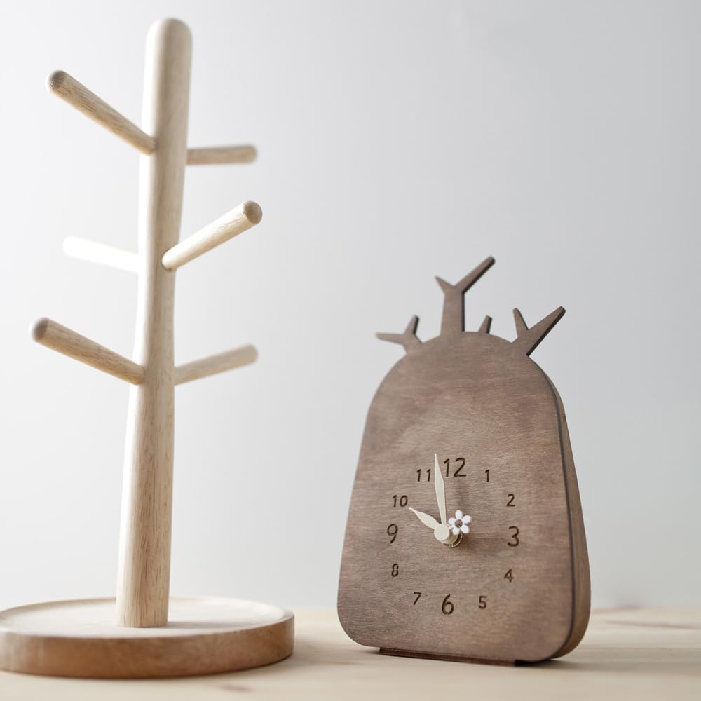 Baobab Wood Silent Clock [Banana Workshop] Table Clock  Wall Clock, Silent, 12 X 20 X 3 Cm, 110g Lightweight, Wood Grain, Bedroom, Living Room,