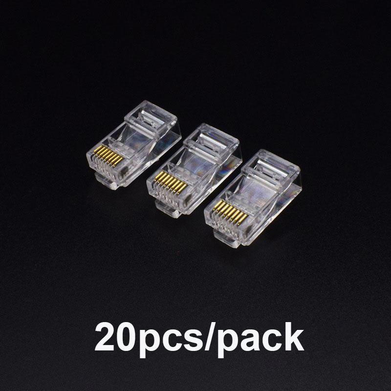 20/50/100pcs Cat6 Cat6e RJ45 Connector Module Plug 1000Mbps Ethernet Cables Adapter Gold Plated Network Crystal Heads