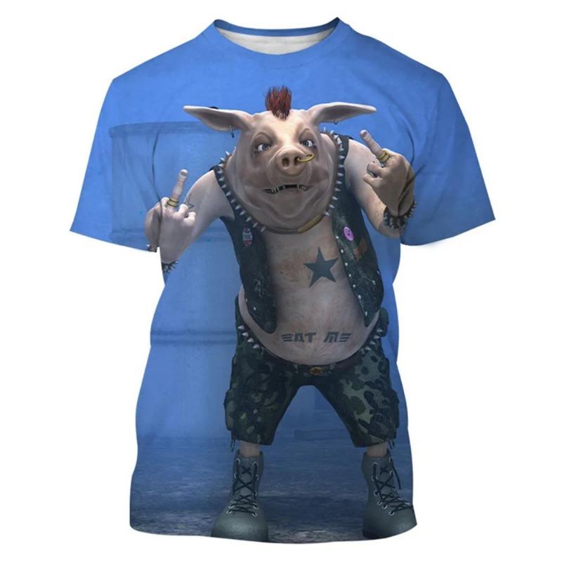 Cute Fun Animal Pig 3D Print Sport Breathable Men T-shirt Outdoor Street Casual Daily