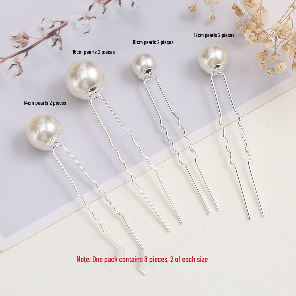 Korean Bridal Pearl Hairpin U-Shape Clip – Elegant Wedding Updo Accessory