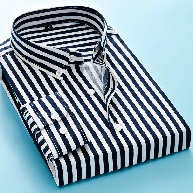 6 Colors Men's Casual Long Sleeved Shirt Striped Shirt Slim Fitting Fashion Top Lapel Men's Clothing Mens Designer Clothes