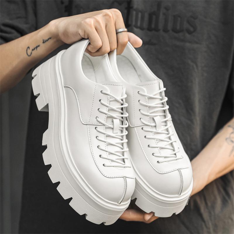 

Shoes for Men British Style Thick Sole Casual Derby Shoes High Quality Fashion Comfor Platform Mans Leather Shoes Zapatos Hombre 38 белый
