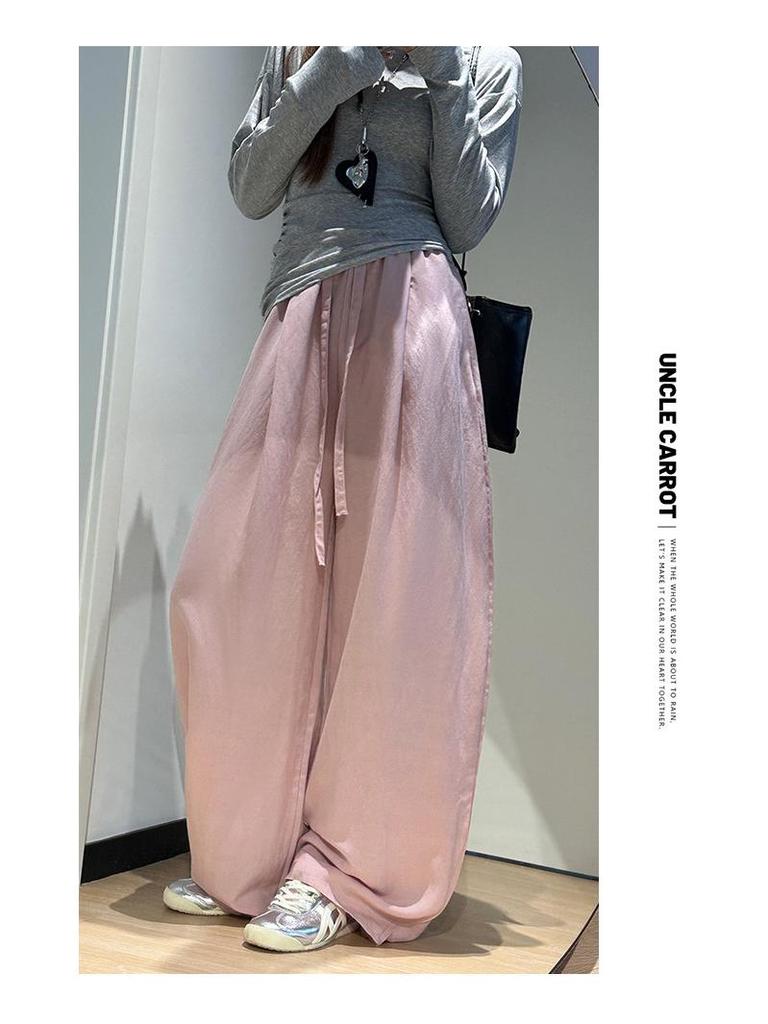 Women's Tencel Linen Wide-Leg Pants - Autumn 2025, Lightweight, Loose Fit, Straight-Leg, Sun Protection Casual Wear.