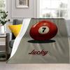 Lucky Number 7 Pool Game Flannel Printed Blanket Suitable for All Seasons Suitable for Living Room Office Sofa and Travel