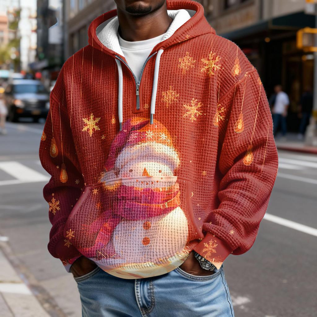 Pánská  Móda  Trendy Mikina s kapucí na půl zipu  Pulovr  Zesílená  Fleecová  Textura  Mikina