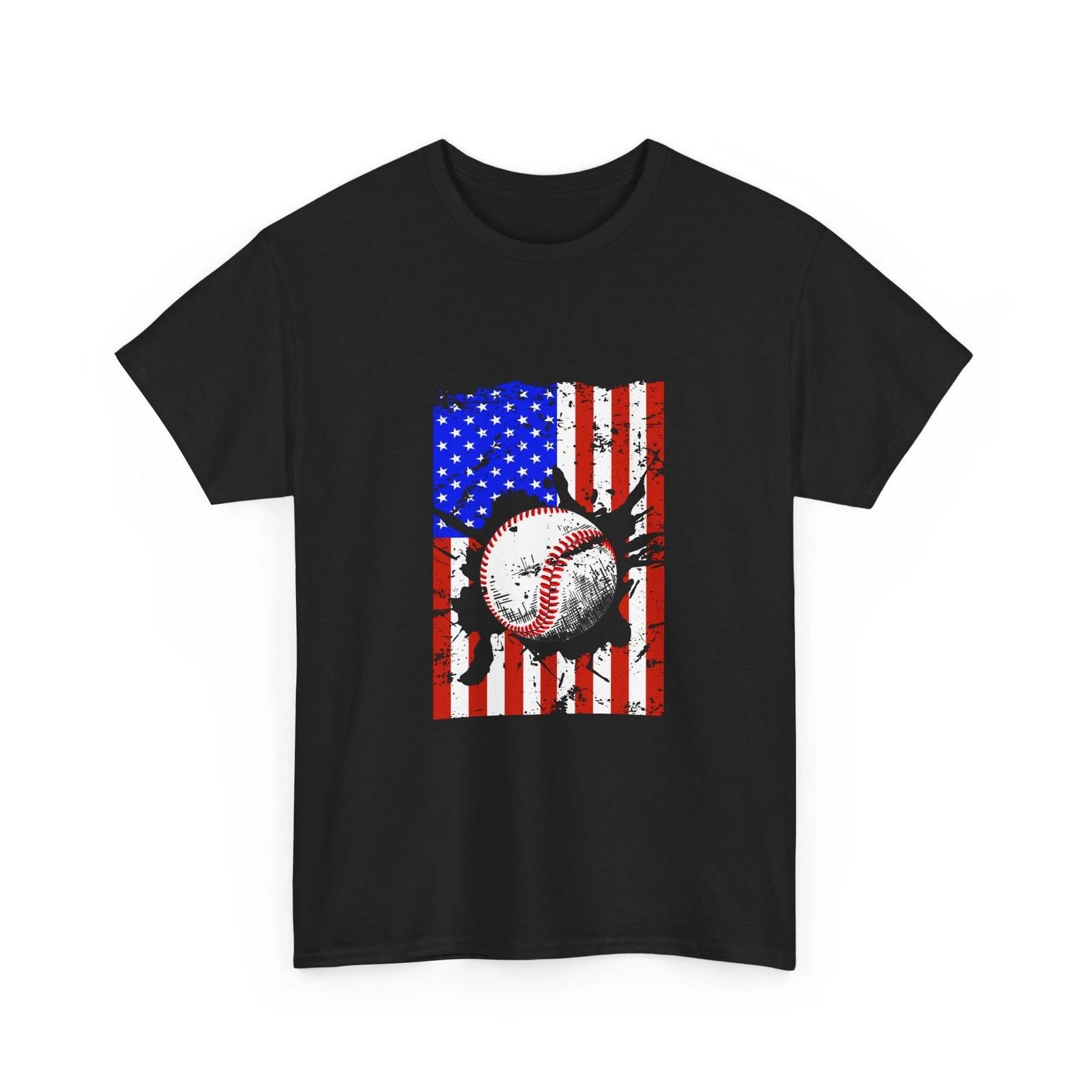 Baseball Ball USA Flag Shirt, Baseball Player Sports Lovers Women Men Shirt M