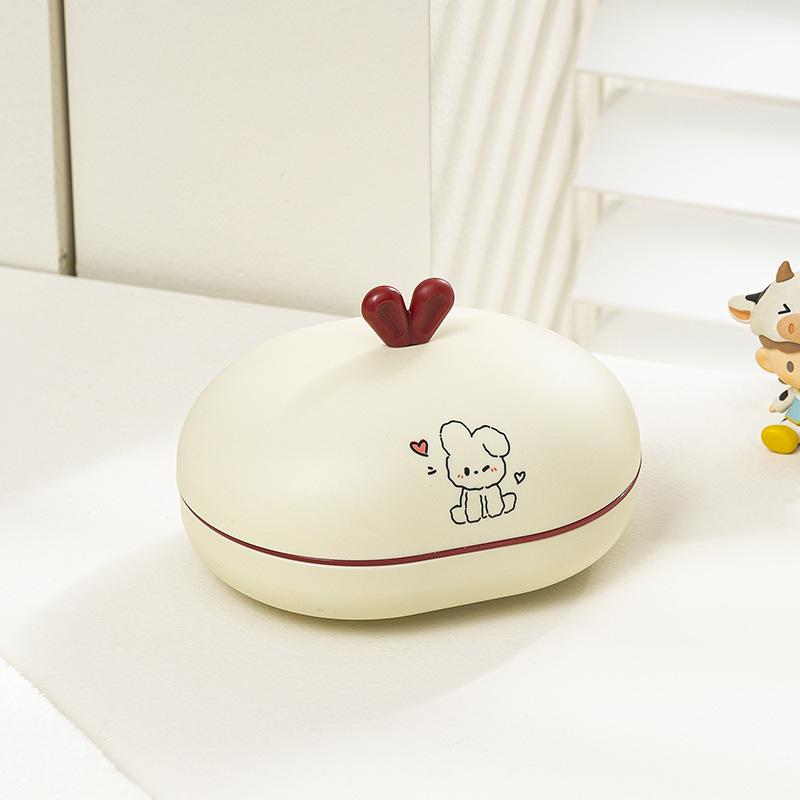 Cartoon Tragbare Seifenschalen Doppellagige Plastik-Seifenbox Haushalts-Badezimmer Ablage Seifenschale Badezimmer-Seifenbox Mit Deckel