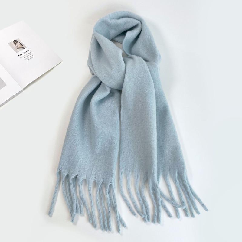 Autumn and winter new hippocampus hair scarf women's versatile high-end wear green scarf solid color shawl
