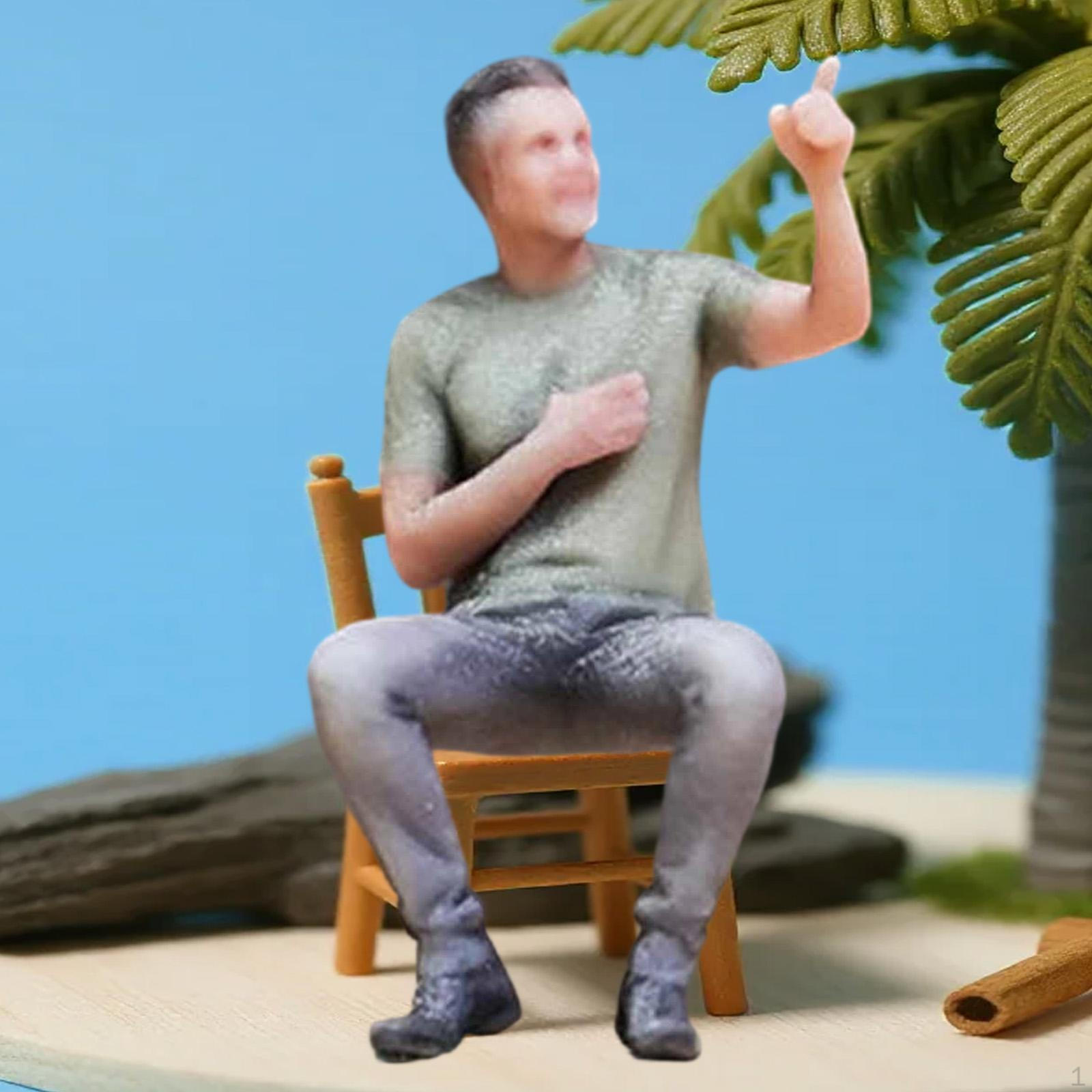 

1:64 Scale Miniature Sitting Male Figure Tiny People Scene Props Simulation Resin for Micro