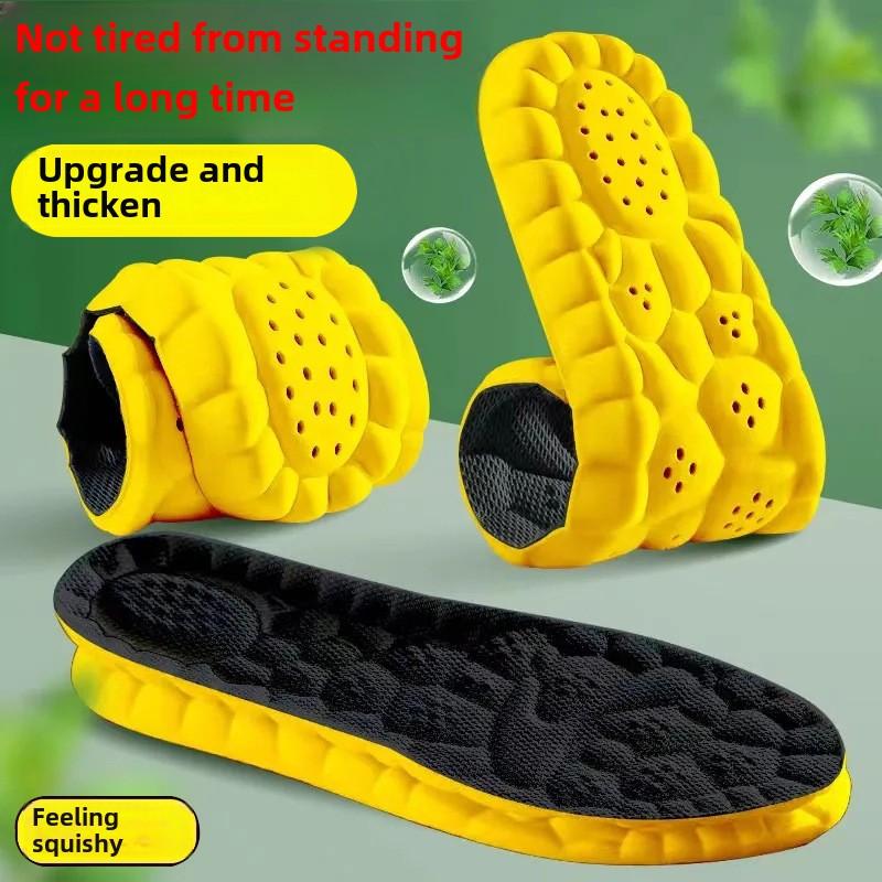 

1 пара высокоэластичных латексных спортивных стелек, мягкие подушечки для обуви, ортопедические стельки с поддержкой свода стопы, дышащие, дезодорирующие, амортизирующие подушки 43-44 чёрный/жёлтый