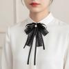 Pearl Black Bow Brooch Pin Bowknot Lace Ribbon Badge Brooch Sweet Black Ribbon Pin  Funeral