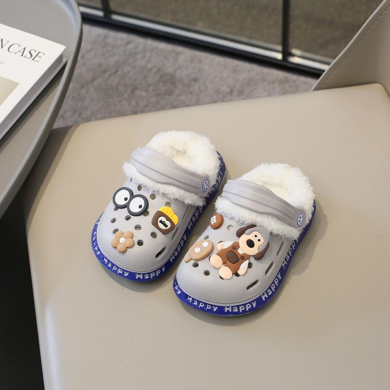 Odnímatelné, Dětské boty s roztomilým zimním teplem a plyšovými, hřejivými bavlněnými botami, bavlněné pantofle