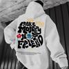 European Trendy Unisex Hoodie with Printed Design, Plus Velvet, Long Sleeve, Drop Shoulder - Perfect for Spring and Autumn.