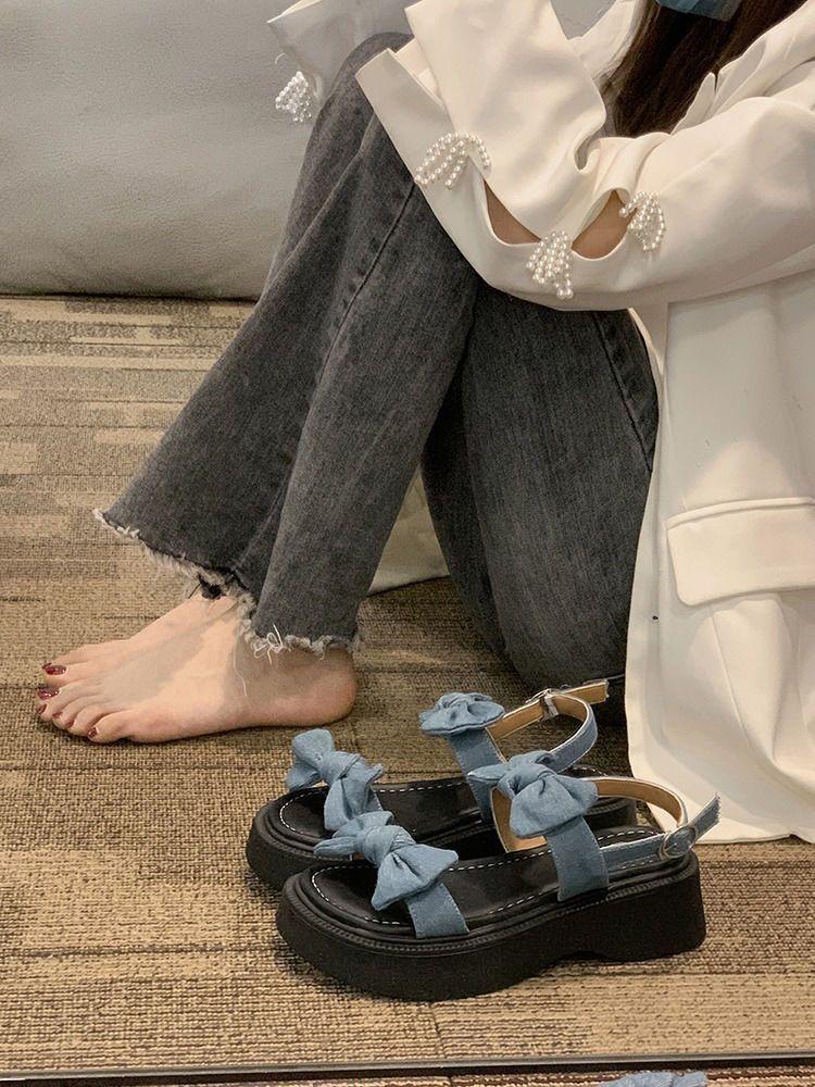 Einwort-Sandalen mit dicker Sohle, Feen-Feen-Wind, Sommer 2025, neu, vielseitig, Feen-Schleife, rutschfest, Strandschuhe