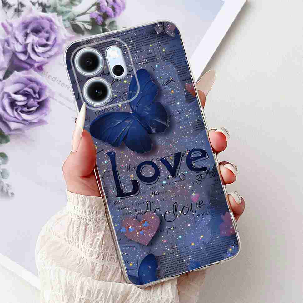Für Oppo Reno14 F 5G CPH27436.57" Hülle Bunte Schmetterlingsblumen TPU Weiche Silikonhülle Für Oppo Reno 14 F RENO14F Handyhüllen