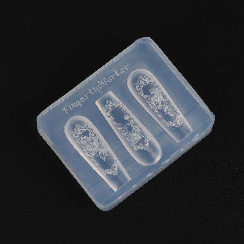 1 Stück Retro 3D Nagelformen Fensterrahmen Rosenblütenrahmen Nagelform 3D Schnitzerei Silikon Schablone DIY Maniküre Dekoration Werkzeuge