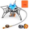 WADEO 5800W Windproof Camping Stove, Camping Gas Stove with Piezo Ignition and Two Fuel Canister Adapter, Backpacking Stove, Portable Stove for