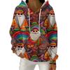 Women's Fashion Casual Christmas Print Pullover Long-Sleeve Hooded Sweatshirt