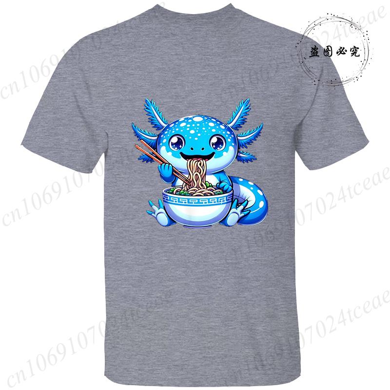 Axolotl-Gaming Anime Men's Women T-shirts Funny Graphic TShirt Tops  O Neck Short-sleeved Tops Summer Korean T Shirt Unisex Tees